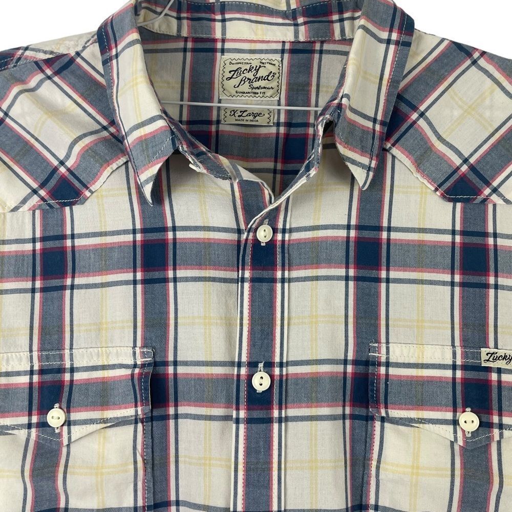 Men's Lucky Brand Short Sleeve Plaid Button Down XL‎ - Picture 2 of 7